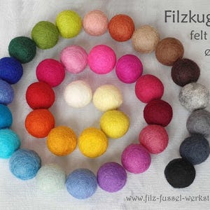 Bolas de feltro, de 1 a 5 cm, em vários tamanhos e cores vibrantes, para móbile, contas de feltro, feltro de lã, guirlanda, 100% lã (lã para feltragem), feltro, pompom, para artesanato.