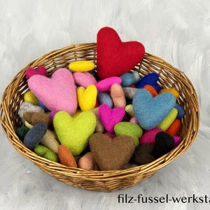 Corazones de fieltro, 4 cm, 6 cm, 8 cm, móvil, corazones de fieltro, guirnalda, 100% lana (lana para fieltrar), fieltro, para manualidades, decoración, colores fantásticos, gran selección