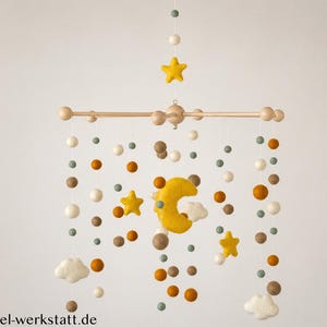 Kit fai da te - luna mobile, feltro, baldacchino, neonato, culla, cameretta, lettino, regalo per nascita, battesimo, kit creativo