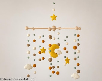 DIY-Set-Mobile-Mond, Filz, Himmel, Baby, Babybett, Babyzimmer, Stubenwagen, Geschenk zur Geburt, Taufe, Bastelset