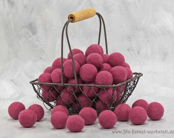 Viltballen, framboos, vilten kralen, vilten ballen om mee te knutselen, kleurrijk, wollen vilt, vilten pompons, diverse maten, seizoensgebonden tafel