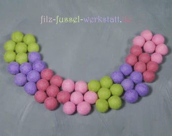 Set van vilten ballen, vilten kralen, vilten ballen om mee te knutselen, kleurrijk, wollen vilt, vilten pompons, diverse maten