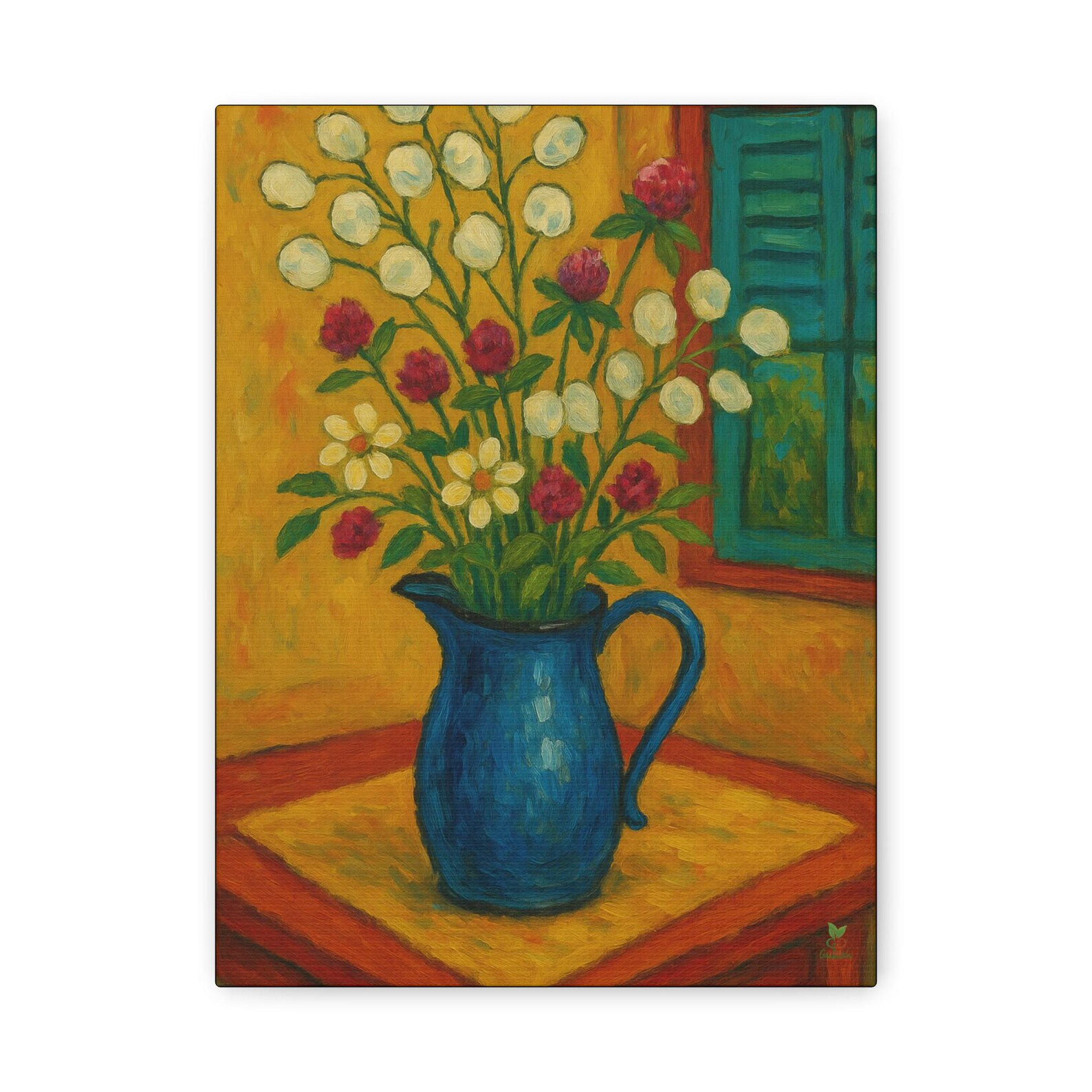 Gullah Geechee Folk Art Print: Wildflower Bouquet in Enamel Pitcher - Etsy