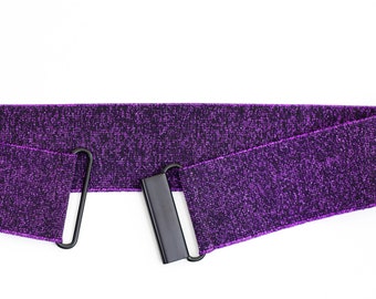 Cintura in vita elasticizzata viola glitter da 2", cintura elastica per donna