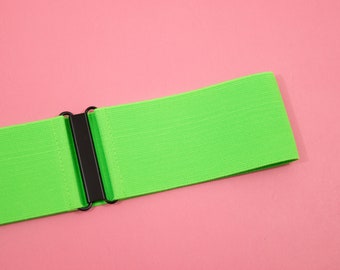 3" neon green elastic belt - women's wide waist belt