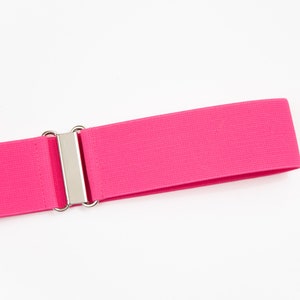 2" neon pink elastic waist belt, stretch cinch belt for women