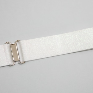 1.5" white iridescent elastic belt - stretch waist belt for women