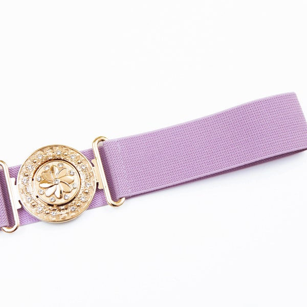 1.5" lavender purple elastic belt - stretch waist belt for women