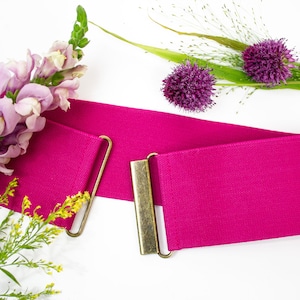 3" magenta pink wide elastic belt, plus size belts for women