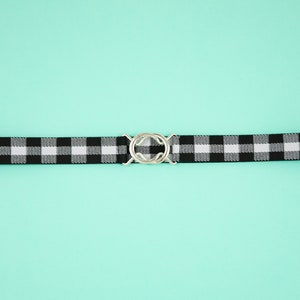 1 white & black plaid elastic waist belt, stretch belt for women image 1