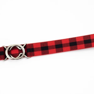 1" red & black plaid elastic waist belt, stretch belt for women