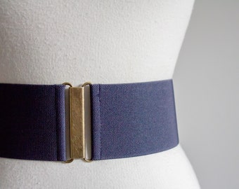 3&quot; wide navy cinch waist belt, stretch vegan belt for women, plus size and custom size
