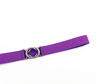 1" purple glitter elastic belt | stretch waist belt for women