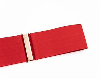 3&quot; poppy red elastic cinch belt, wide belts for women