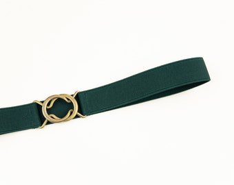 1" atrovirens green elastic belt, stretch womens belt