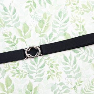 1" smooth black elastic belt, minimalist belt for women and men