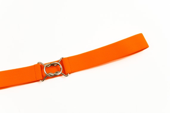 Petite ceinture elastique orange fluo de 2 5 cm avec fermoir en argent a l ancienne Etsy France