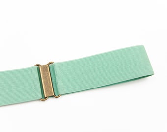 2" mint green elastic belt - women's stretch waist belt