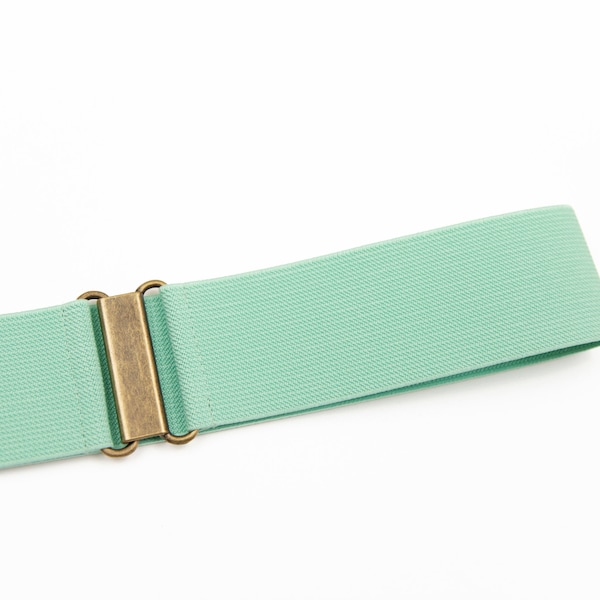 2" mint green elastic belt - women's stretch waist belt