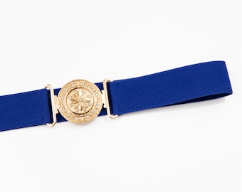 1.5" royal blue elastic belt - stretch waist belt for women