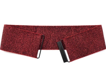 3" red glitter waist belt, womens elastic belt