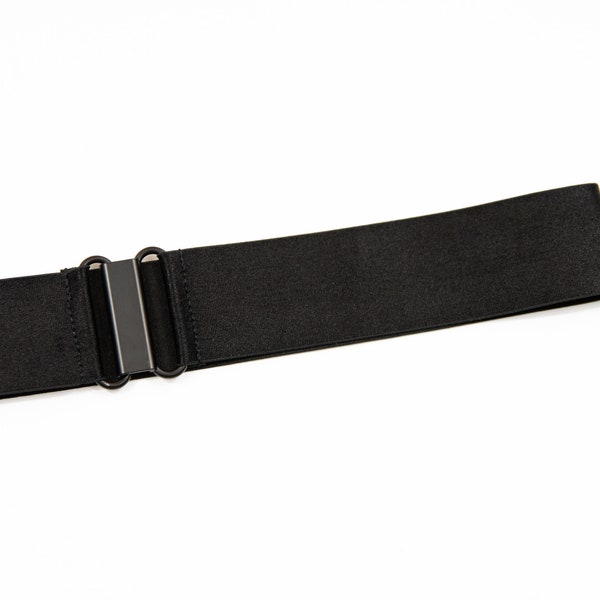 1.5" black satin belt - elastic waist belt for women