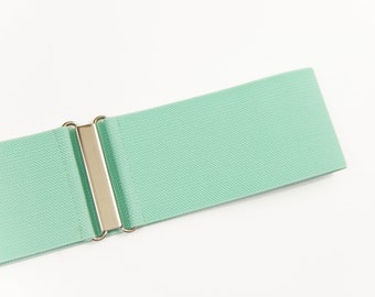 3" mint green elastic waist belt, wide stretch belt  for women