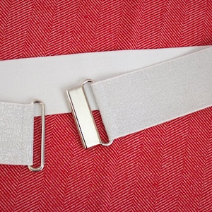 2" silver belt on white - stretch elastic waist belt for women