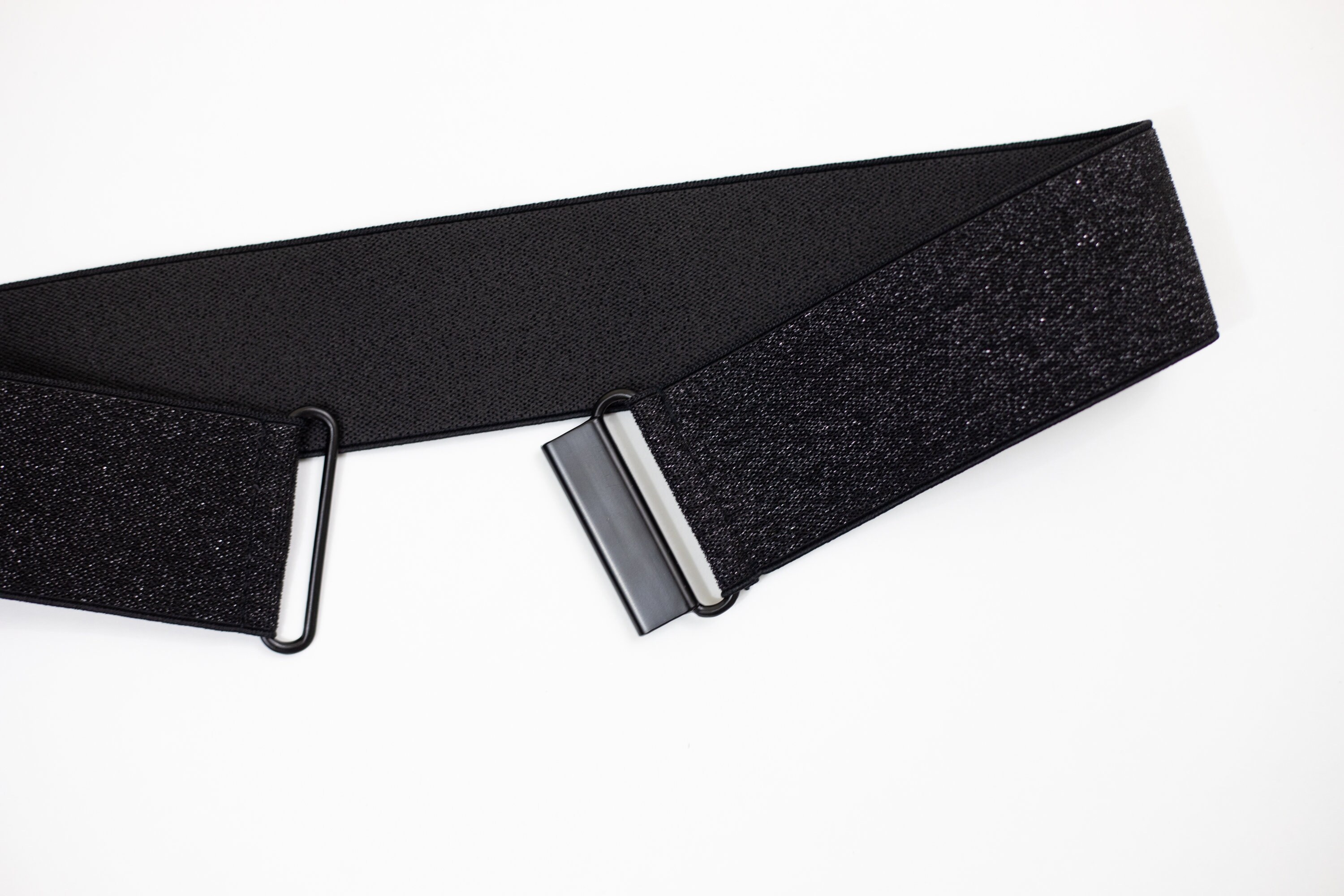Womens belt 2 glitter black elastic waist belt with Etsy