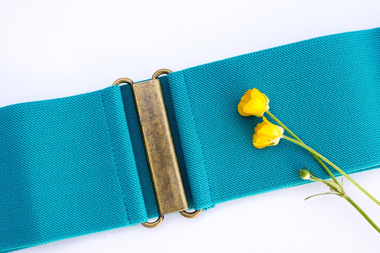 3" aqua blue elastic cinch belt | wide stretchy waist belt for women