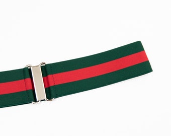 Green and red stripe gucci belt sale