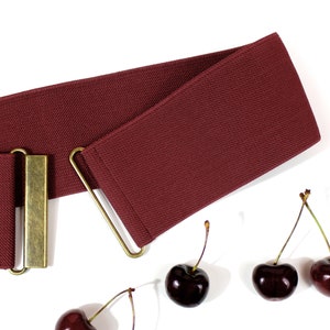 3" burgundy elastic belt, wide waist belt for women