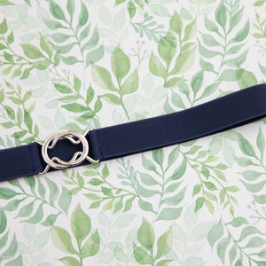 1" navy elastic waist belt | women's stretch belt in regular and plus sizes
