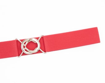 1.5" coral elastic belt - stretch waist belt for women