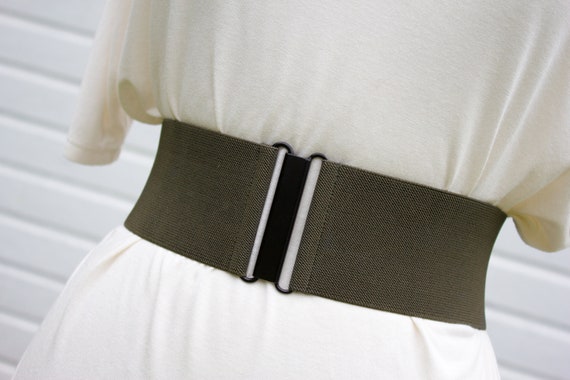 3 Forest Green Elastic Waist Belt, Wide Stretch Belt for Women -  Canada