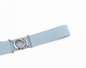 1.5" sky blue stretch waist belt - elastic belt for women