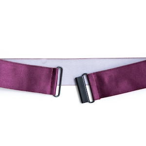 2&quot; grape wine satin elastic belt  | stretchy waist belt for women