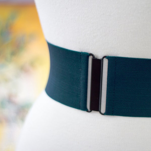 XS - 3" petrol blue waist belt, elastic stretch belt for women