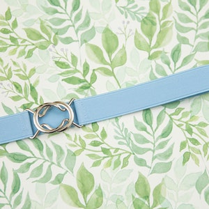 1" baby blue elastic belt - stretch equestrian belt for women