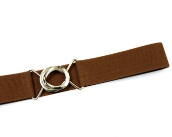 1.5" cocoa brown elastic belt - minimalist belt for women