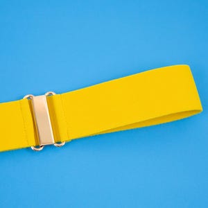 2" sunshine yellow elastic belt, stretch waist belt for women in regular and plus size