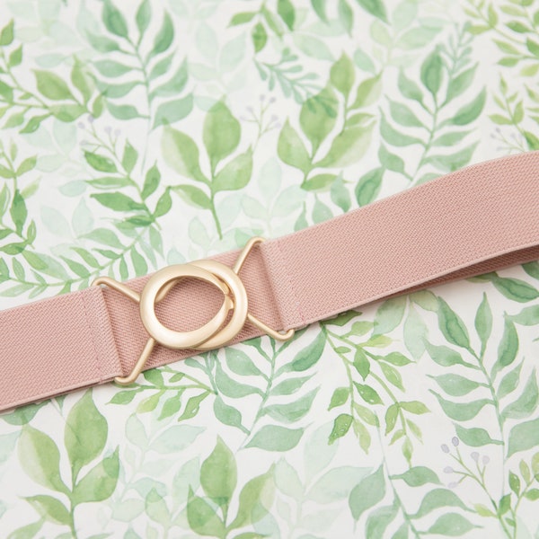 1.5" blush pink stretch belt - elastic waist belt for women