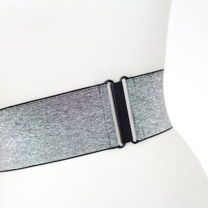 3" silver elastic waist belt - wide belt for women