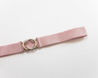 1" sparkly pale pink stretch belt | elastic waist belt for women
