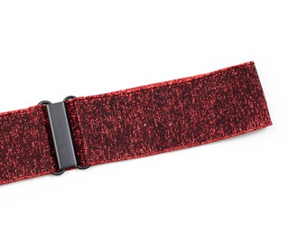 2" red glitter elastic waist belt, stretch belt for women