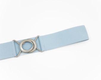 1.5" sky blue stretch waist belt - elastic belt for women