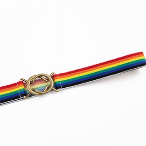 1" rainbow stripe elastic belt - stretch belt for women - last stripe is black