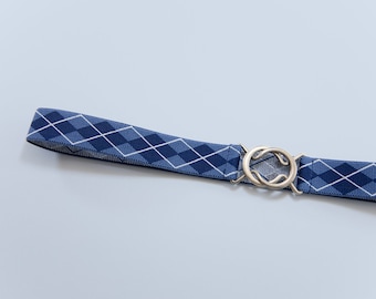 1" blue argyle stretch belt, elastic waist belt for women
