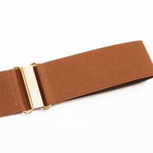 2" cinnamon brown elastic belt, waist belt for women