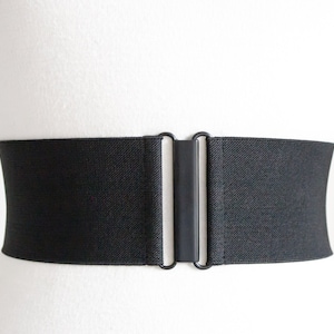 3" black wide elastic belt, plus size waist cincher for women - twill texture